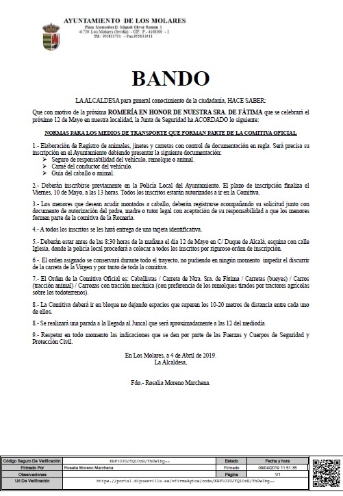 BANDO SEGURIDAD ROMERIA 2019