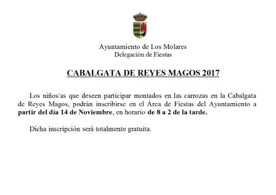 Inscripción CABALGATA DE REYES 2017