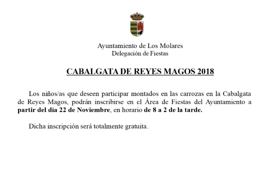 Inscripción CABALGATA DE REYES 2018