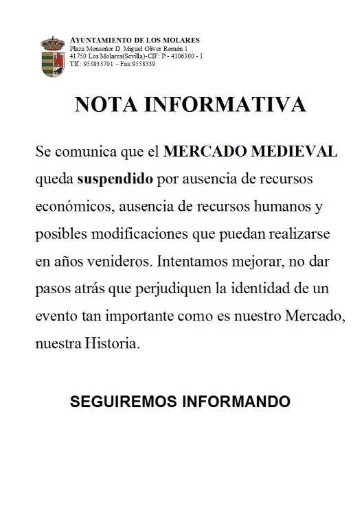 Nota informativa Mercado Medieval