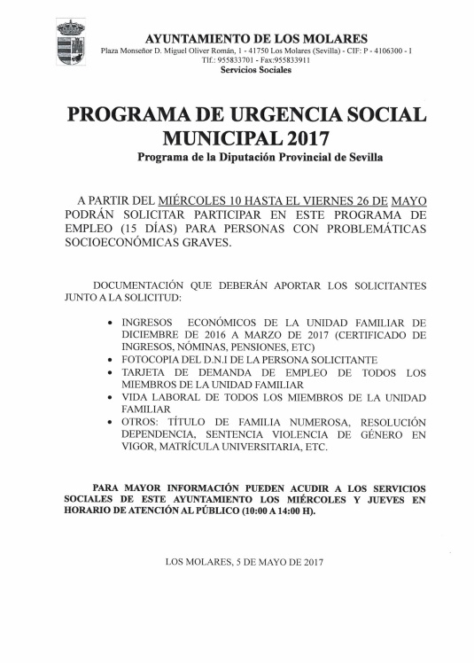 URGENCIA SOCIAL 2017
