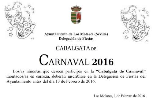 cartel incripción niños carrozas CARNAVAL 2016